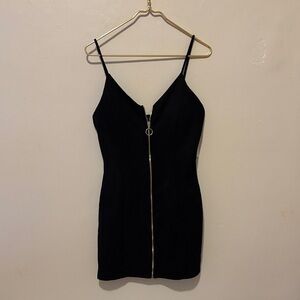 Iris Black Mini Dress with Zipper